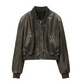 Damen Lederjacke Bombermodell mit gerippten Bündchen und Reißverschlusstaschen