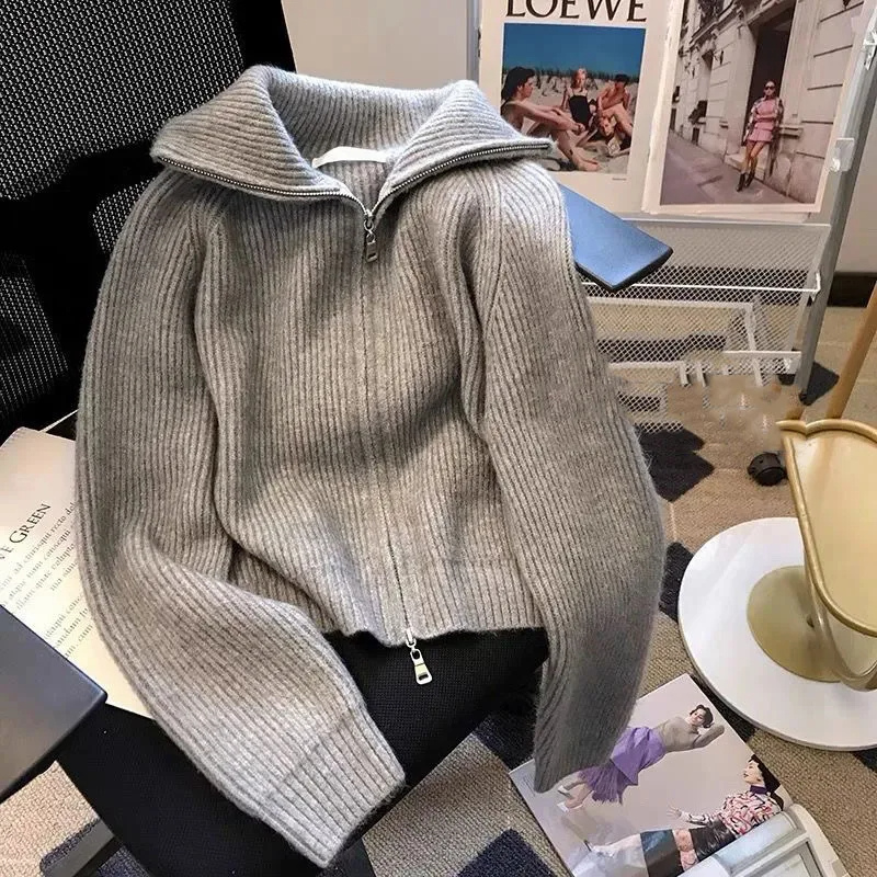 MonAmi Woll gestrickte Damenjacke mit Reißverschluss