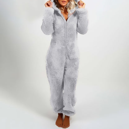 Grauer Fleece-Jumpsuit - Nora