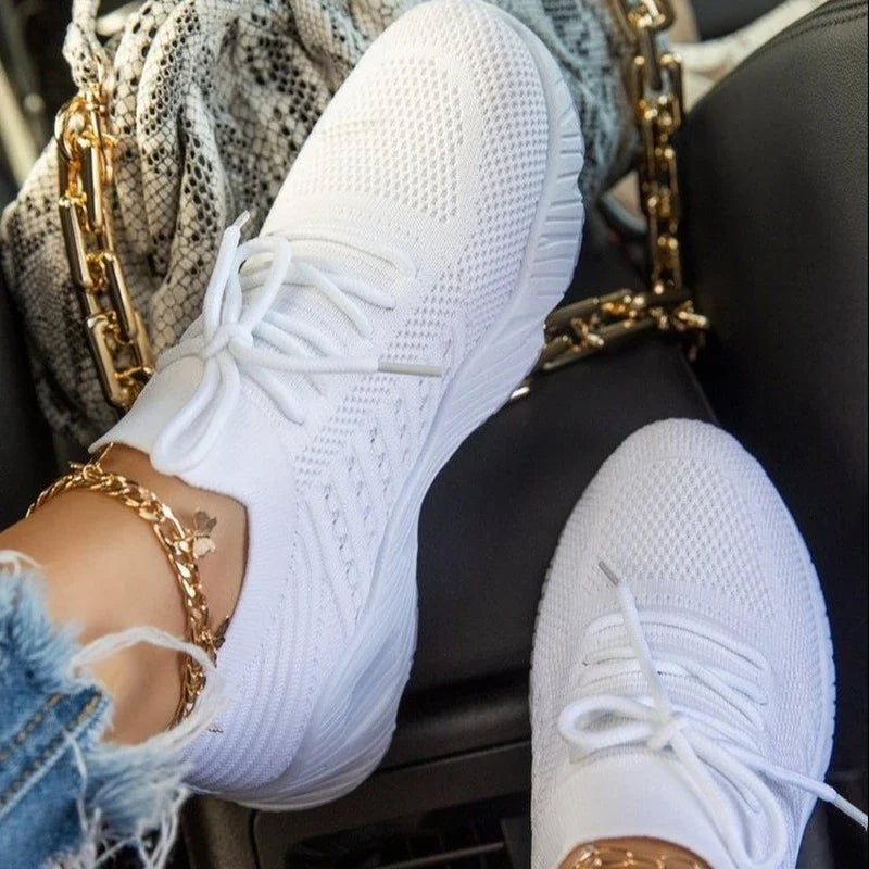 Fudus Damen Modische Sneakers Luxuriöser Look Leicht Bequem