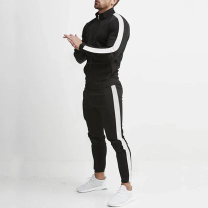 Fudus | Trainingsanzug Slim Fit Zip up Jacke & Eng Geschnittene Jogginghose Athletisches Streifen Design