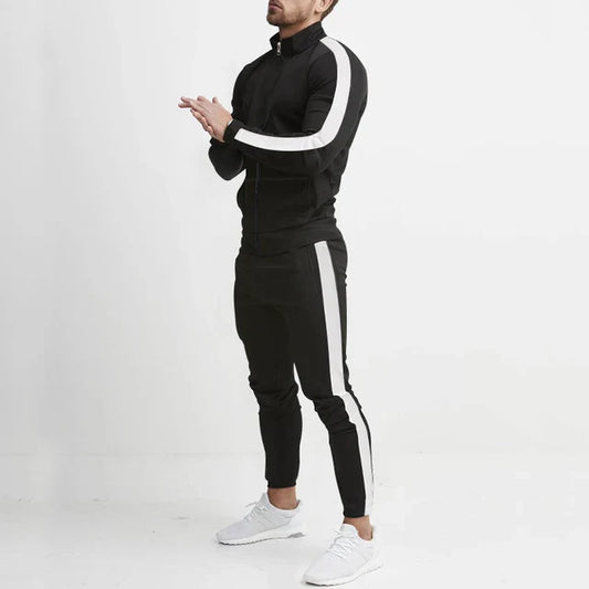 Fudus | Trainingsanzug Slim Fit Zip up Jacke & Eng Geschnittene Jogginghose Athletisches Streifen Design