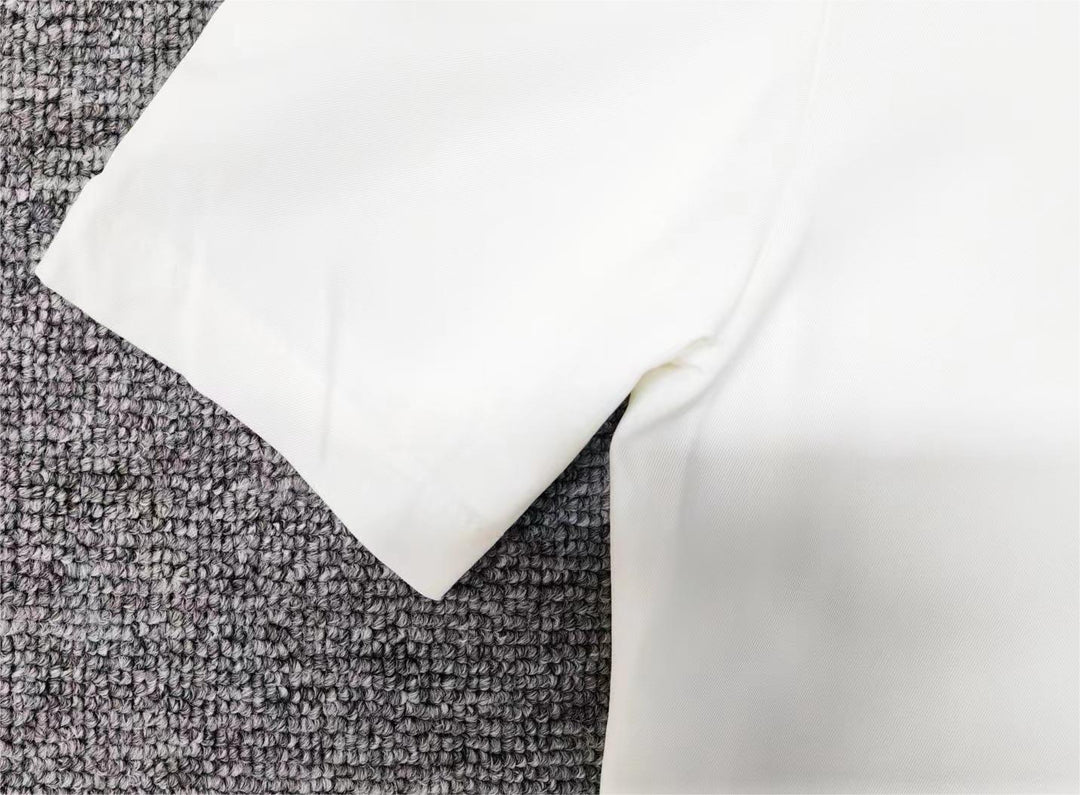 Damen Solides Weißes Gepufftes Kurzärmeliges Asymmetrisches Top