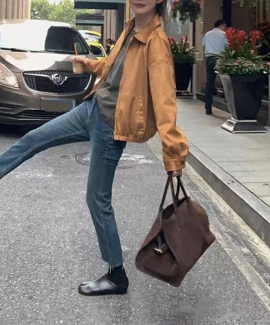 Damen Wildleder Braune Handtasche