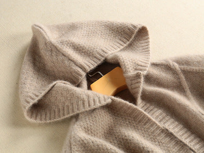 Damen Grobstrickjacke mit Kapuze und strukturiertem Design Fudus