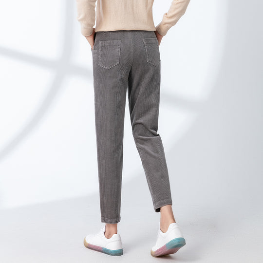 Damen Hochwertige Cordhose mit schmalem Schnitt und gemütlichem Bund