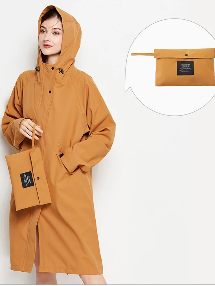 Damen Regenjacke Mit Kapuze Faltbare Wasserdichte Lange Jacke