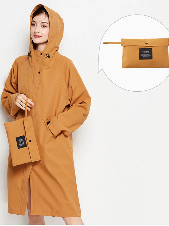 Damen Regenjacke Mit Kapuze Faltbare Wasserdichte Lange Jacke