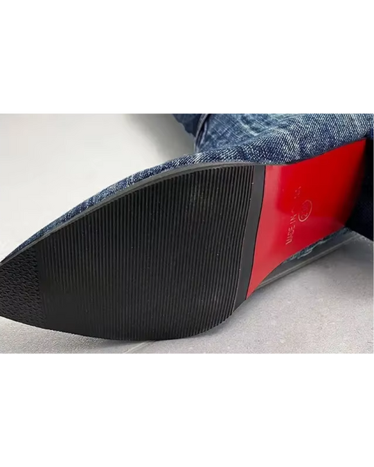 Damen Kniehohe Stiefel Blockabsatz Modisch