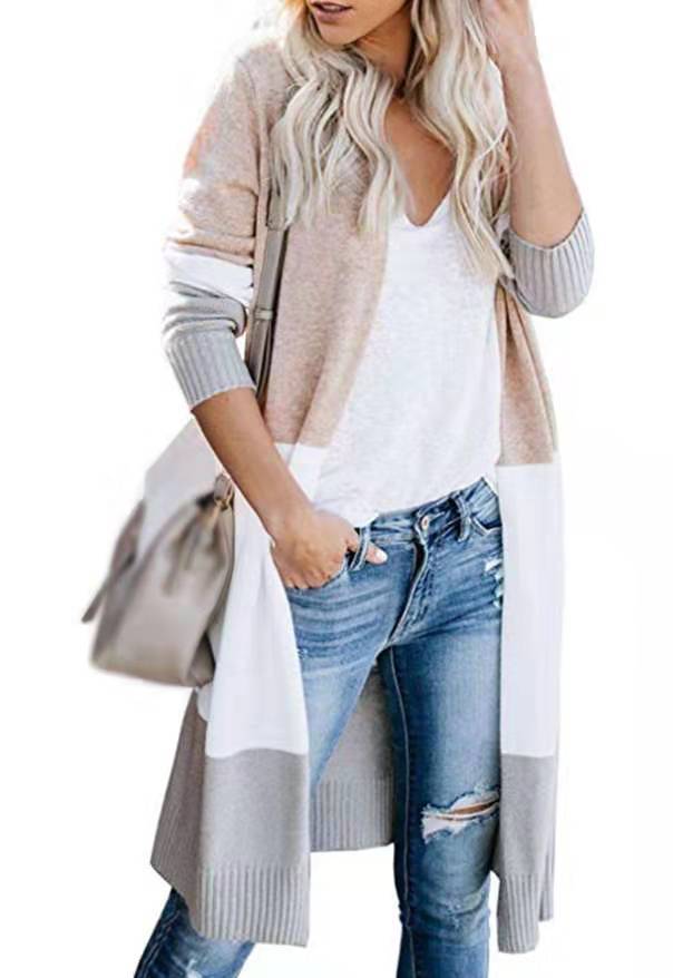 Damen modischer Longcardigan mit farbenfrohem Muster Fudus
