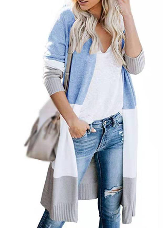 Damen modischer Longcardigan mit farbenfrohem Muster Fudus