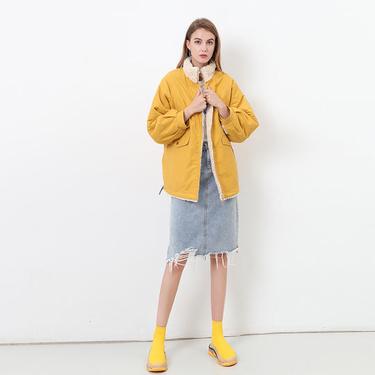 Damen Kuschelige und warme Outdoorjacke mit hohem Kragen Fudus