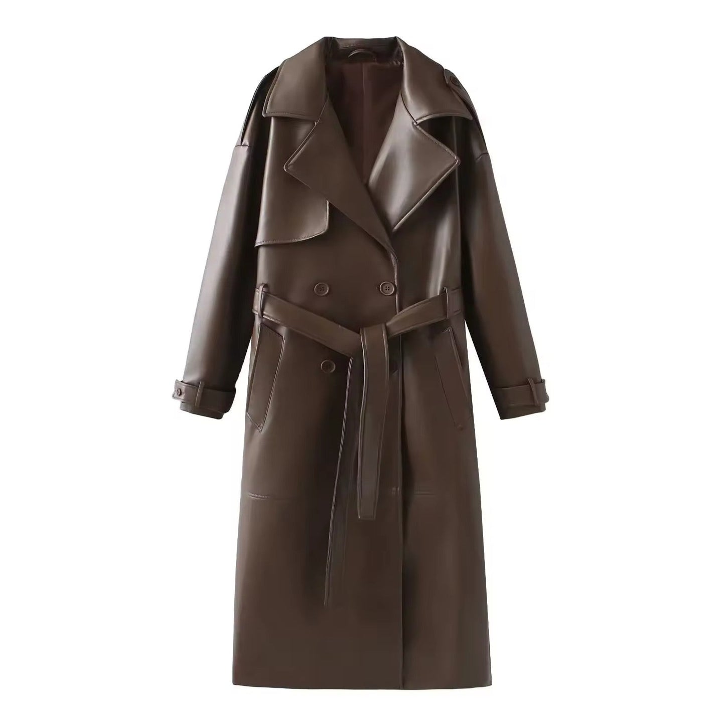Fudus | Eleganter Leder Trenchcoat Herbst Chic