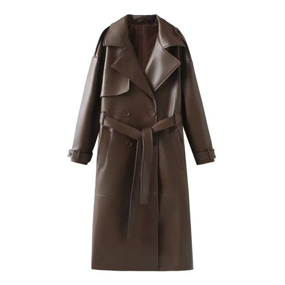 Fudus | Eleganter Leder Trenchcoat Herbst Chic