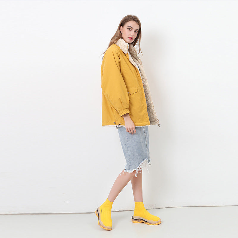 Damen Kuschelige und warme Outdoorjacke mit hohem Kragen Fudus