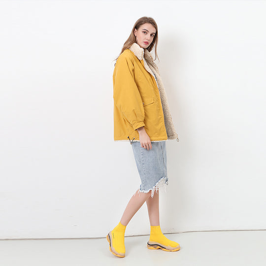 Damen Kuschelige und warme Outdoorjacke mit hohem Kragen Fudus