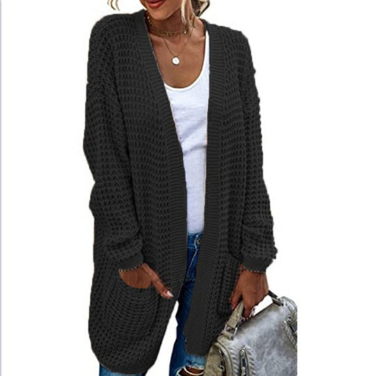 Damen Grobstrick Cardigan mit lässigem Schnitt und praktischen Taschen Fudus
