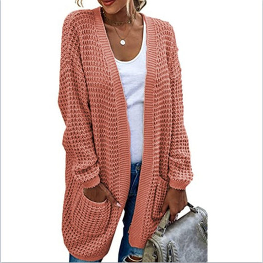 Damen Grobstrick Cardigan mit lässigem Schnitt und praktischen Taschen Fudus