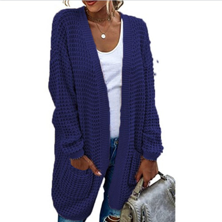 Damen Grobstrick Cardigan mit lässigem Schnitt und praktischen Taschen Fudus