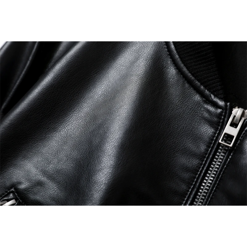 Damen Lederjacke Bombermodell mit gerippten Bündchen und Reißverschlusstaschen