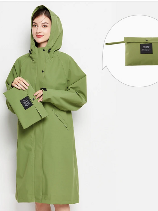 Damen Regenjacke Mit Kapuze Faltbare Wasserdichte Lange Jacke