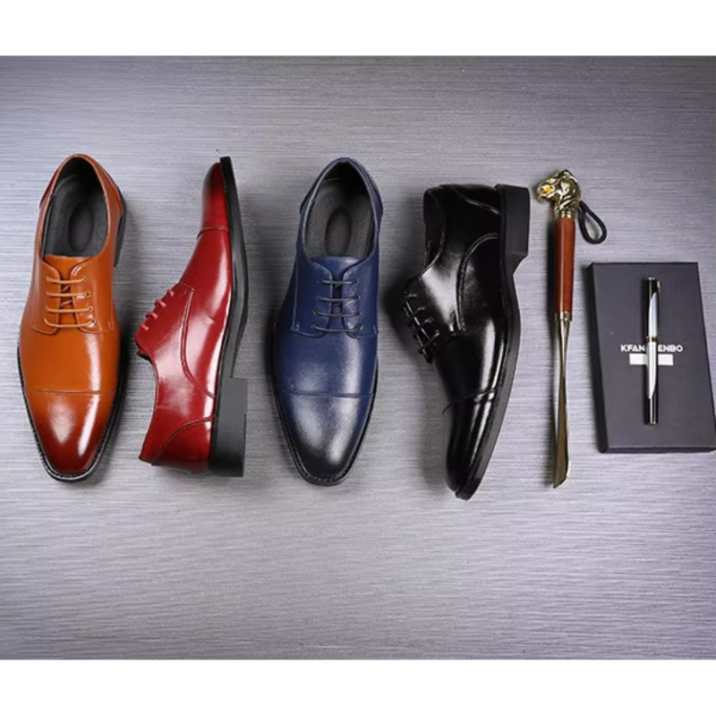 Herren Luxuriöse Leder Herrenschuhe Mit Schnürung Und Polierter Oberfläche