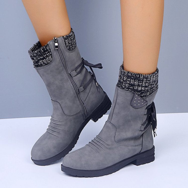 Damen Komfortable Winterstiefel mit elegantem Strickabschluss Fudus