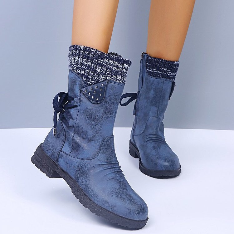 Damen Komfortable Winterstiefel mit elegantem Strickabschluss Fudus