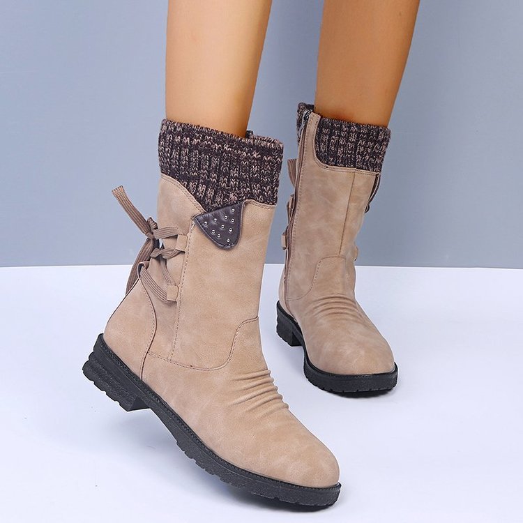 Damen Komfortable Winterstiefel mit elegantem Strickabschluss Fudus