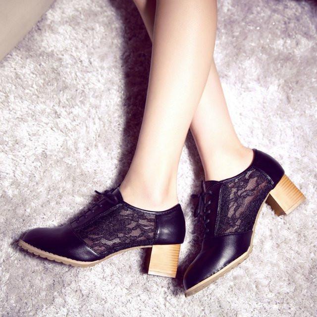 Schnürschuhe Mesh Hoher Absatz Trendy