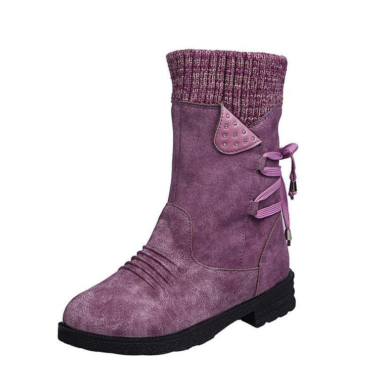 Damen Komfortable Winterstiefel mit elegantem Strickabschluss Fudus