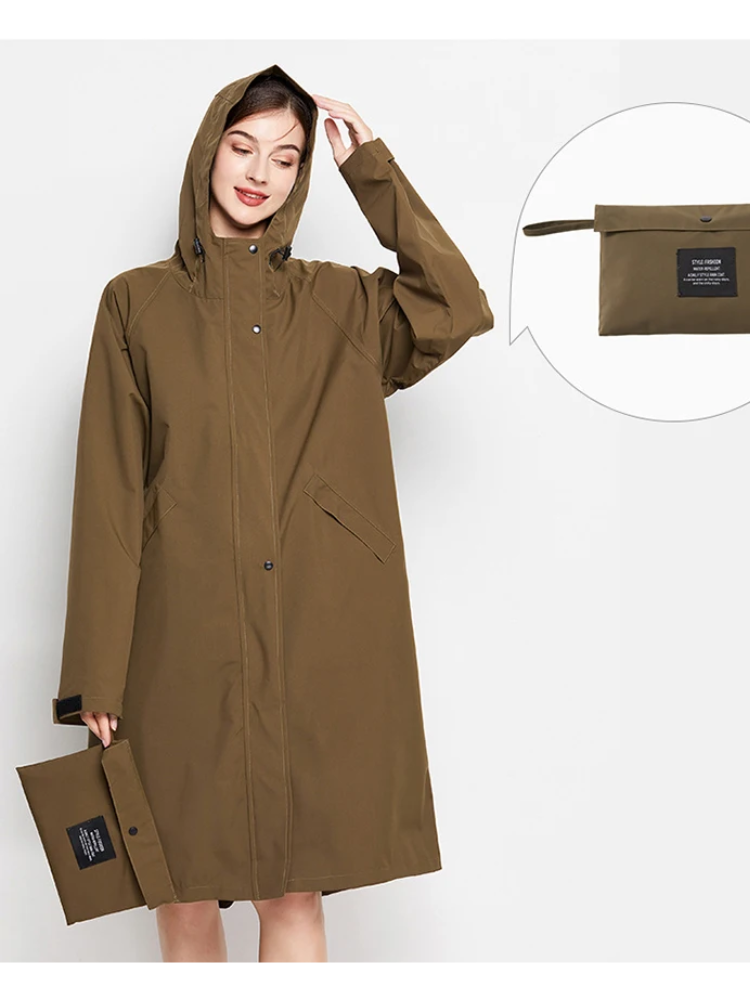 Damen Regenjacke Mit Kapuze Faltbare Wasserdichte Lange Jacke