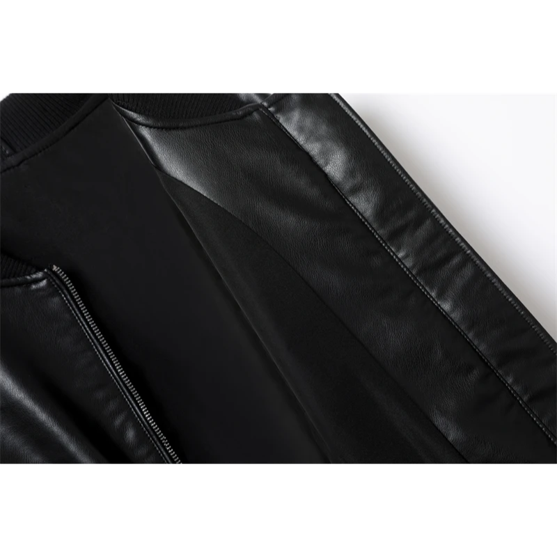 Damen Lederjacke Bombermodell mit gerippten Bündchen und Reißverschlusstaschen