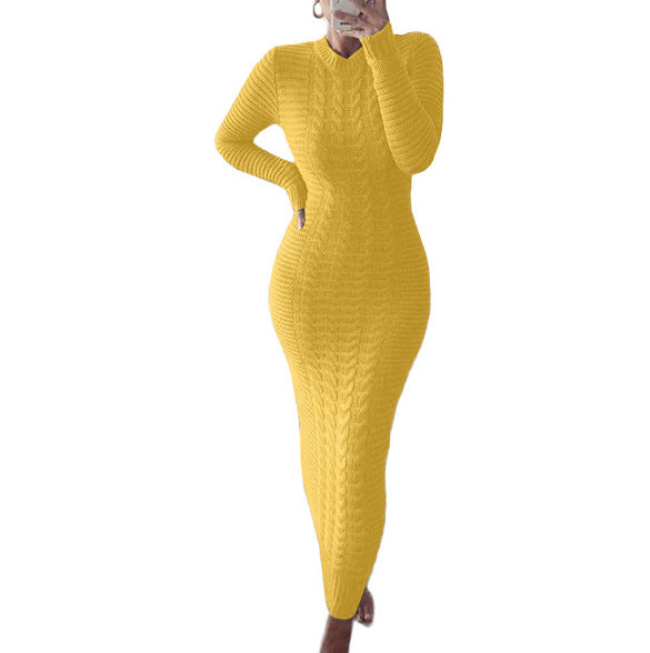 Damen Langarm Strickkleid mit figurbetontem Schnitt Fudus