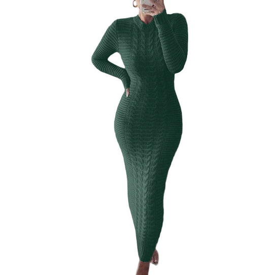 Damen Langarm Strickkleid mit figurbetontem Schnitt Fudus