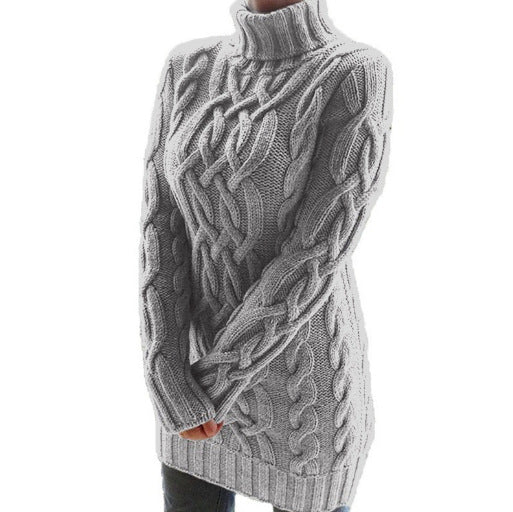 Damen Grobstrick Pullover mit hohem Kragen Fudus