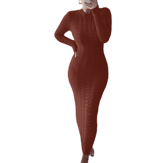 Damen Langarm Strickkleid mit figurbetontem Schnitt Fudus