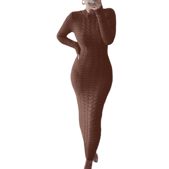 Damen Langarm Strickkleid mit figurbetontem Schnitt Fudus