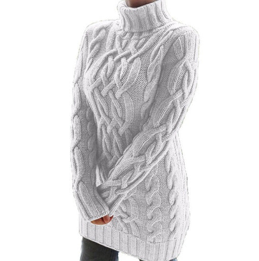 Damen Grobstrick Pullover mit hohem Kragen Fudus