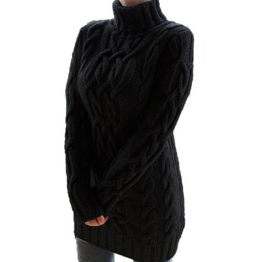 Damen Grobstrick Pullover mit hohem Kragen Fudus
