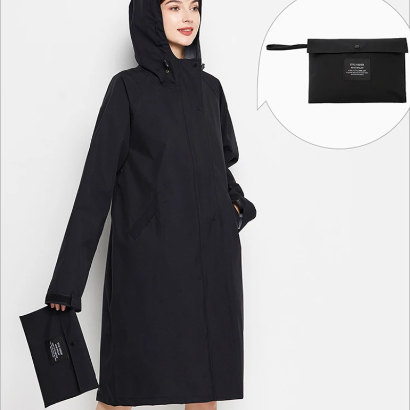 Damen Regenjacke Mit Kapuze Wasserfeste Lange Jacke