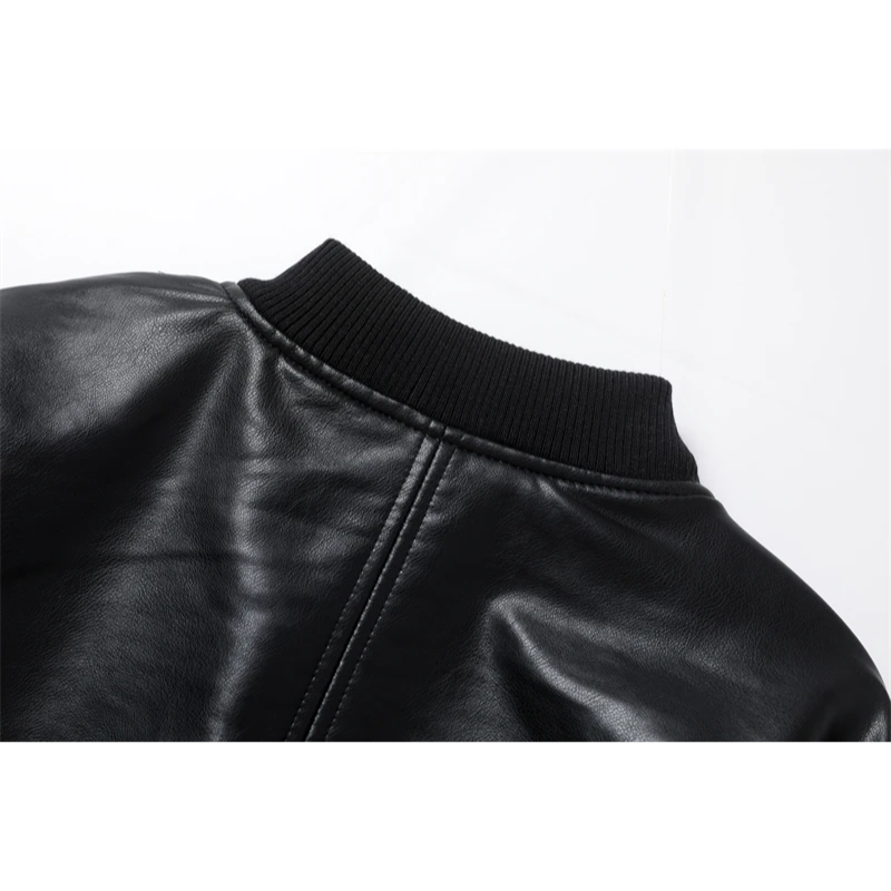 Damen Lederjacke Bombermodell mit gerippten Bündchen und Reißverschlusstaschen