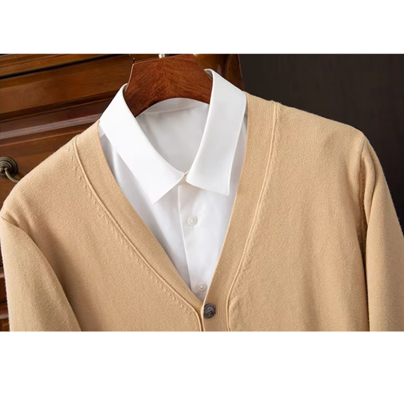 Herren Strickjacke Mit Knöpfen, Leichter Stoff, Klassischer V-ausschnitt