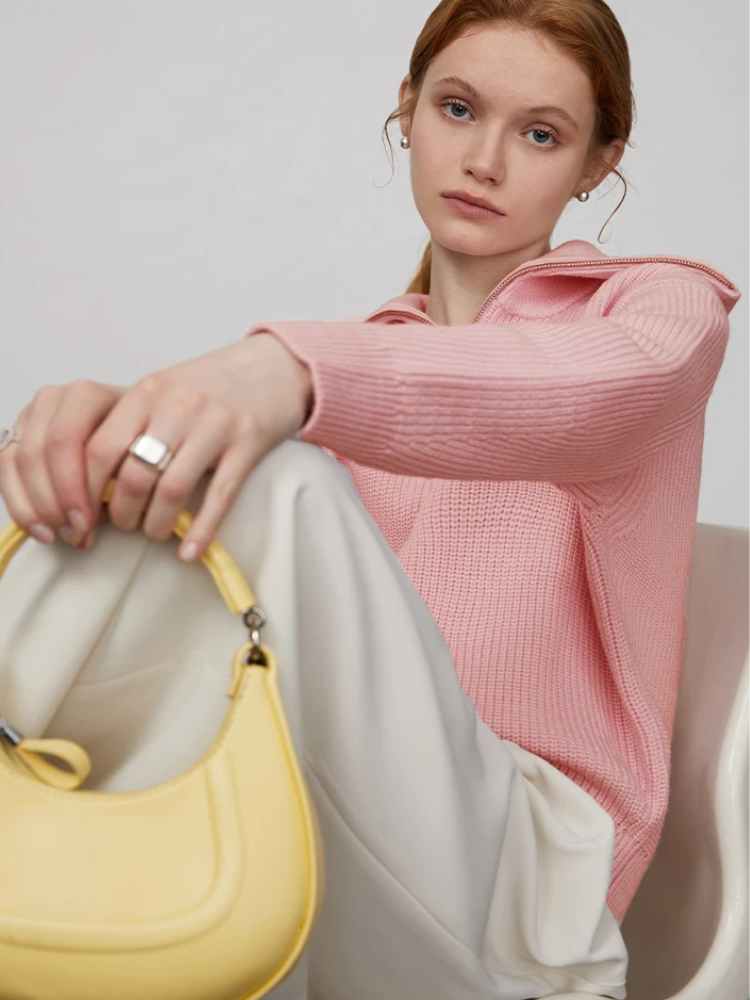 MonAmi Woll winddichte Pullover mit Reißverschluss Damen