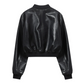 Damen Lederjacke Bombermodell mit gerippten Bündchen und Reißverschlusstaschen
