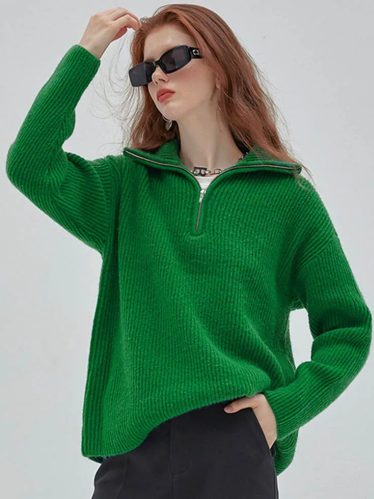 MonAmi Woll winddichte Pullover mit Reißverschluss Damen