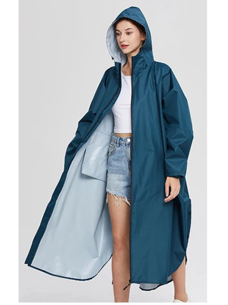 Oversized Damen Regenjacke mit Kapuze, Leichtgewicht Wasserdichte Jacke
