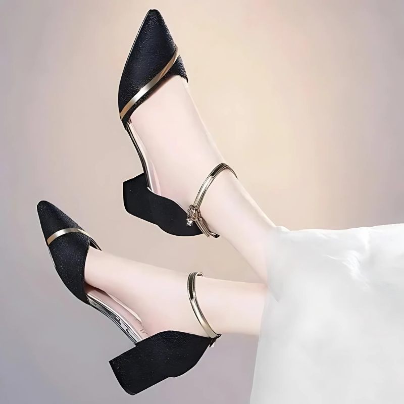 Fudus Damen Blockabsatz Schuhe - Elegante Riemchenpumps für Anlässe