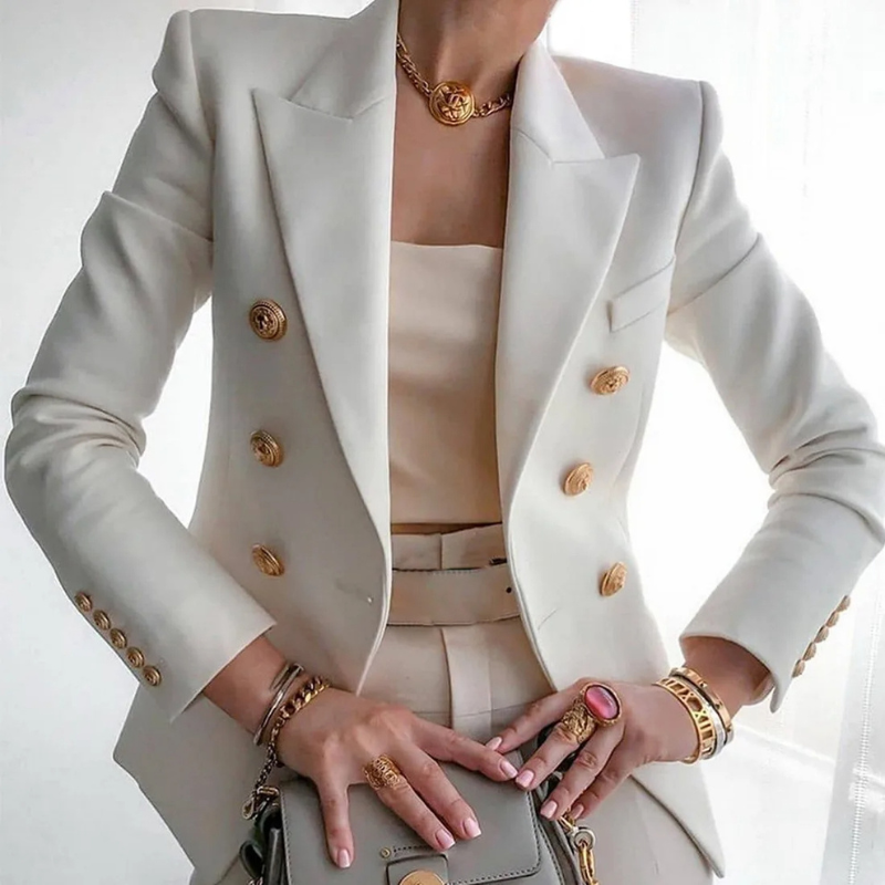 Luxe Damenblazer mit goldenen Knöpfen - schick und elegant