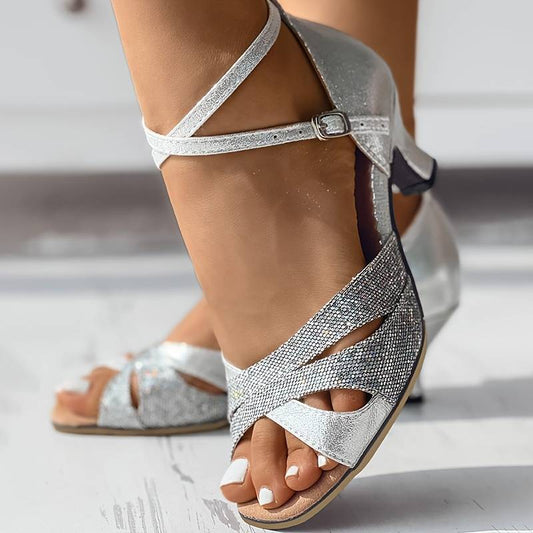 Elegante Pailletten-Sandalen